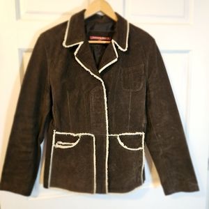 Jennyfer J size large brown suede leather jacket